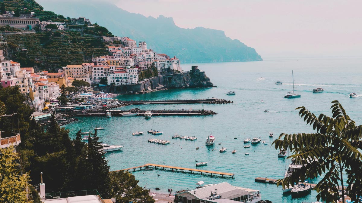 Amalfi Coast in Salerno, Italy, beckoning self-flying pilots with their own aircraft to soar over Europe's stunning coastal vistas and historic towns on an unforgettable journey.