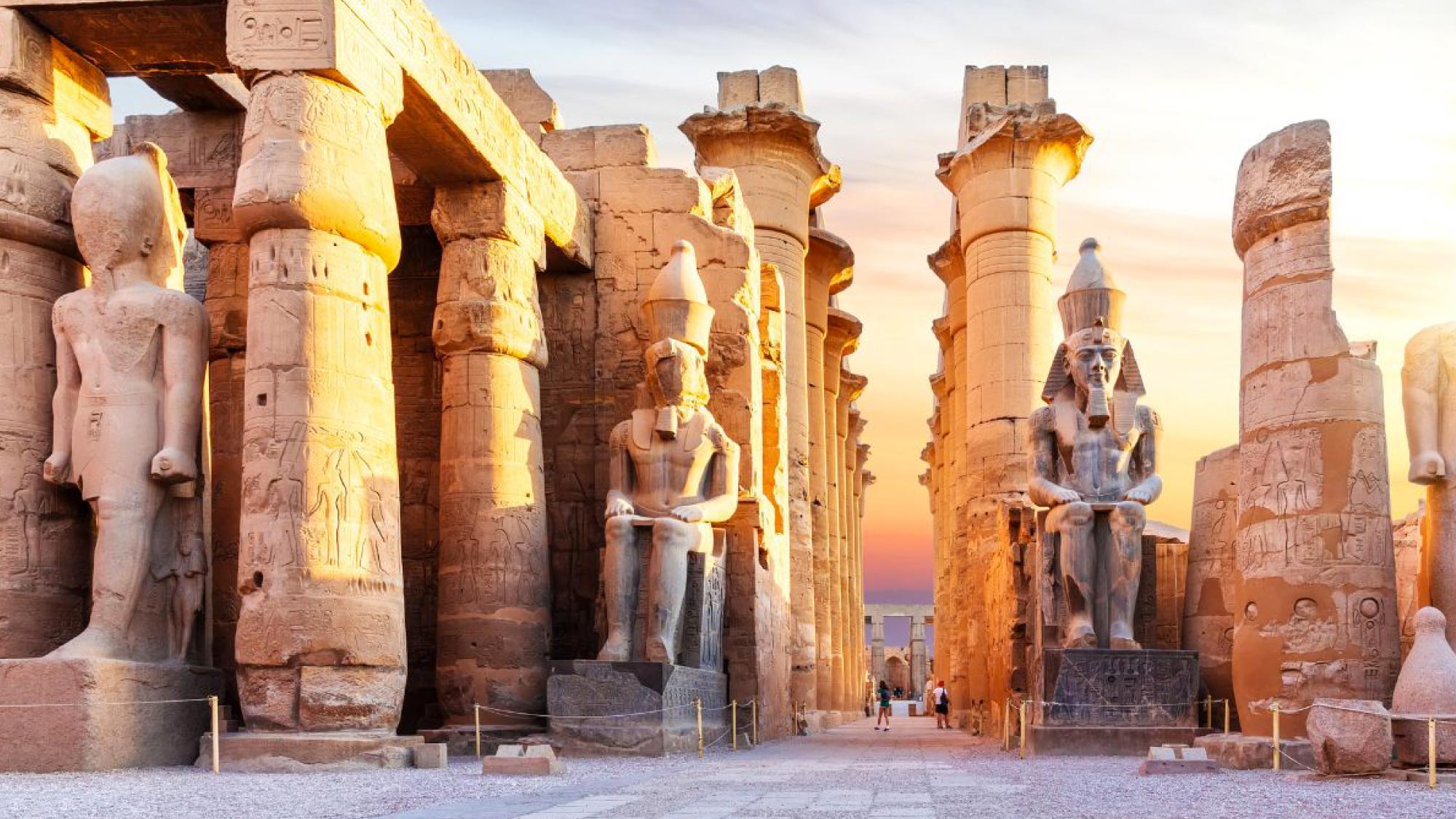 A captivating view of Luxor, Egypt, featuring ancient temples, the serene Nile River, and the charming village of Karnak. This historic city is renowned for its stunning archaeological sites and rich cultural heritage