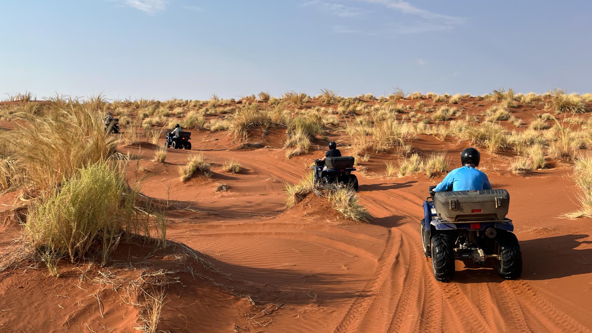 Fly over the stunning Namib Desert in Namibia for a pilot's adventure of a lifetime. Experience the thrill of a 4x4 motorcycle ride through the iconic red dunes, a must-do journey for those who own their own airplane.