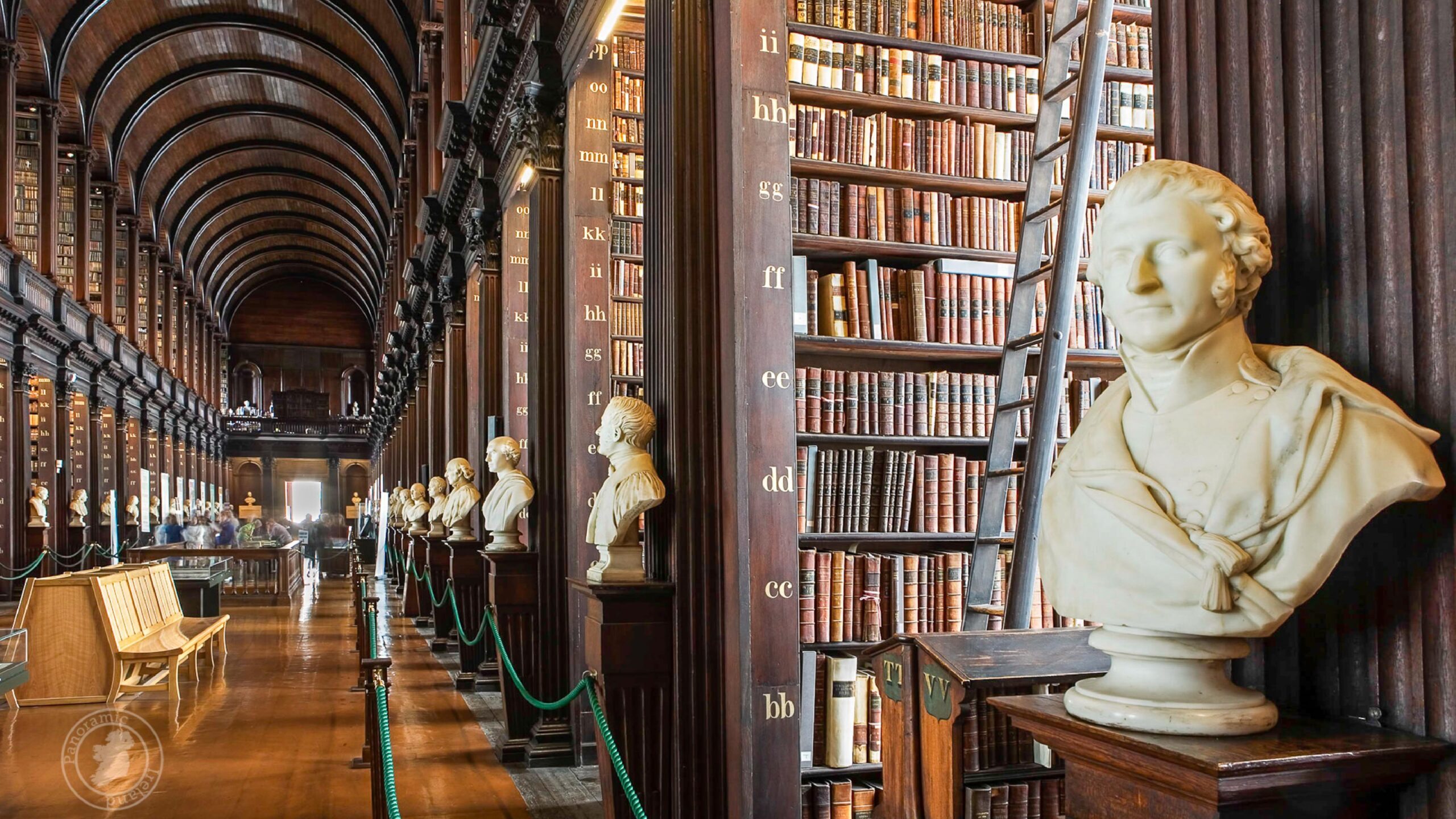 A view of the Long Room in Trinity College Library, Dublin.