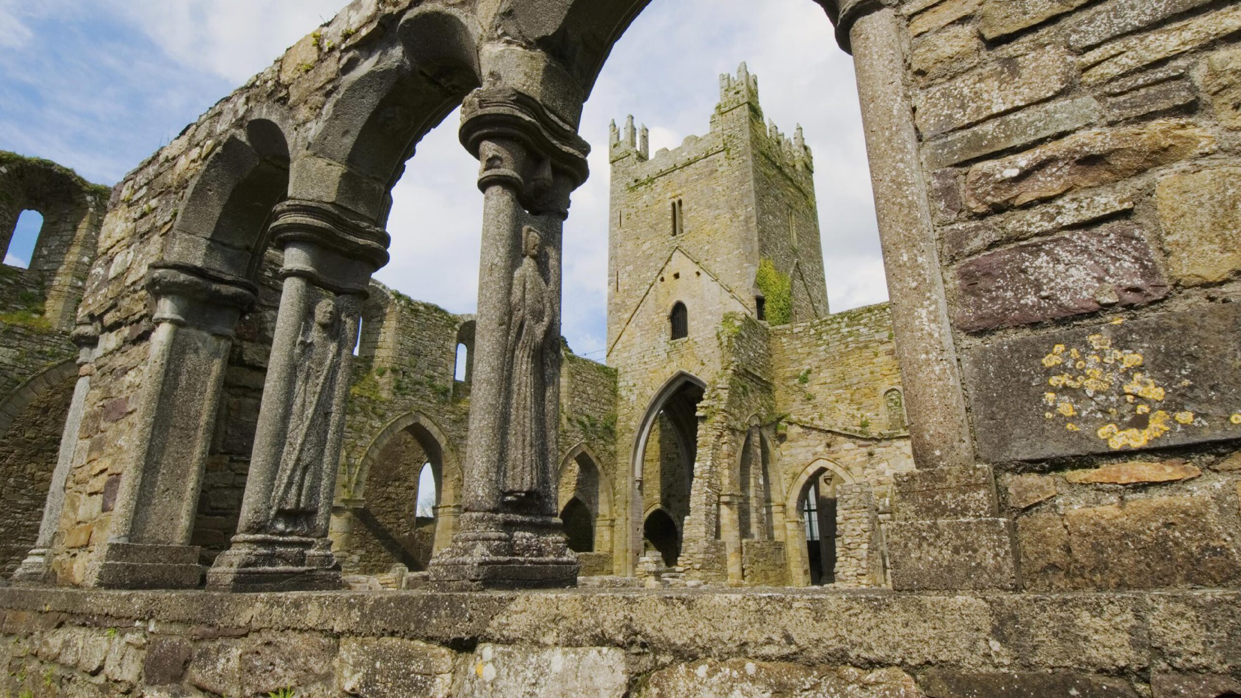 A panoramic view of historic monasteries in Ireland.