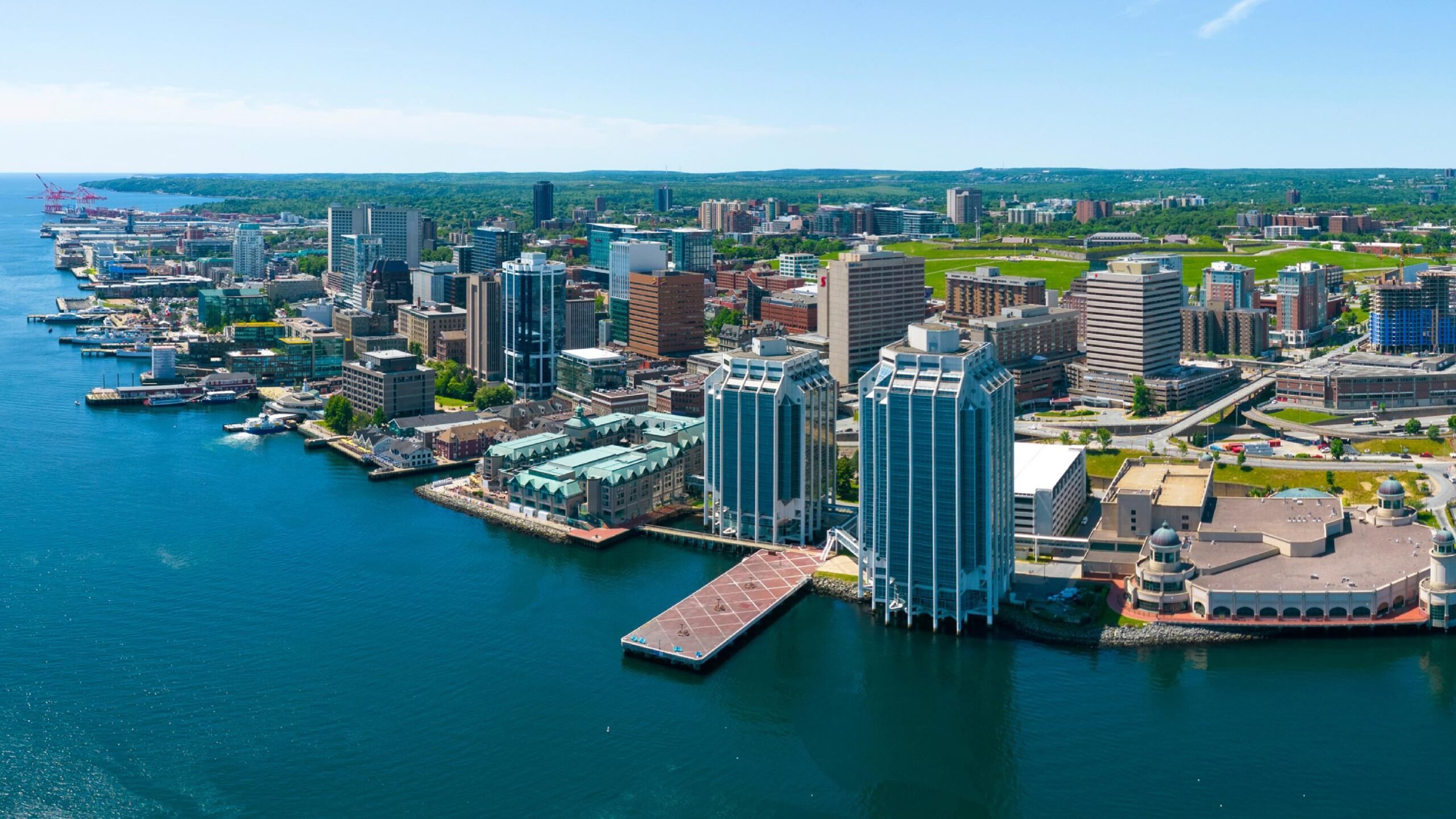 Aerial view of Halifax's waterfront in Nova Scotia, Canada