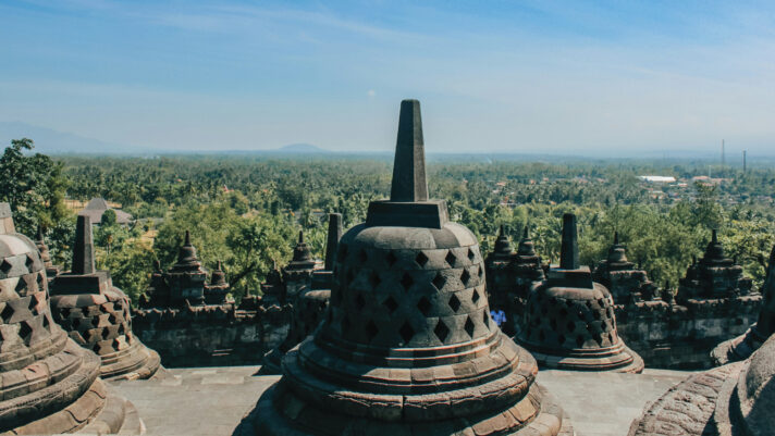 Intricate stone carvings on the temple walls.