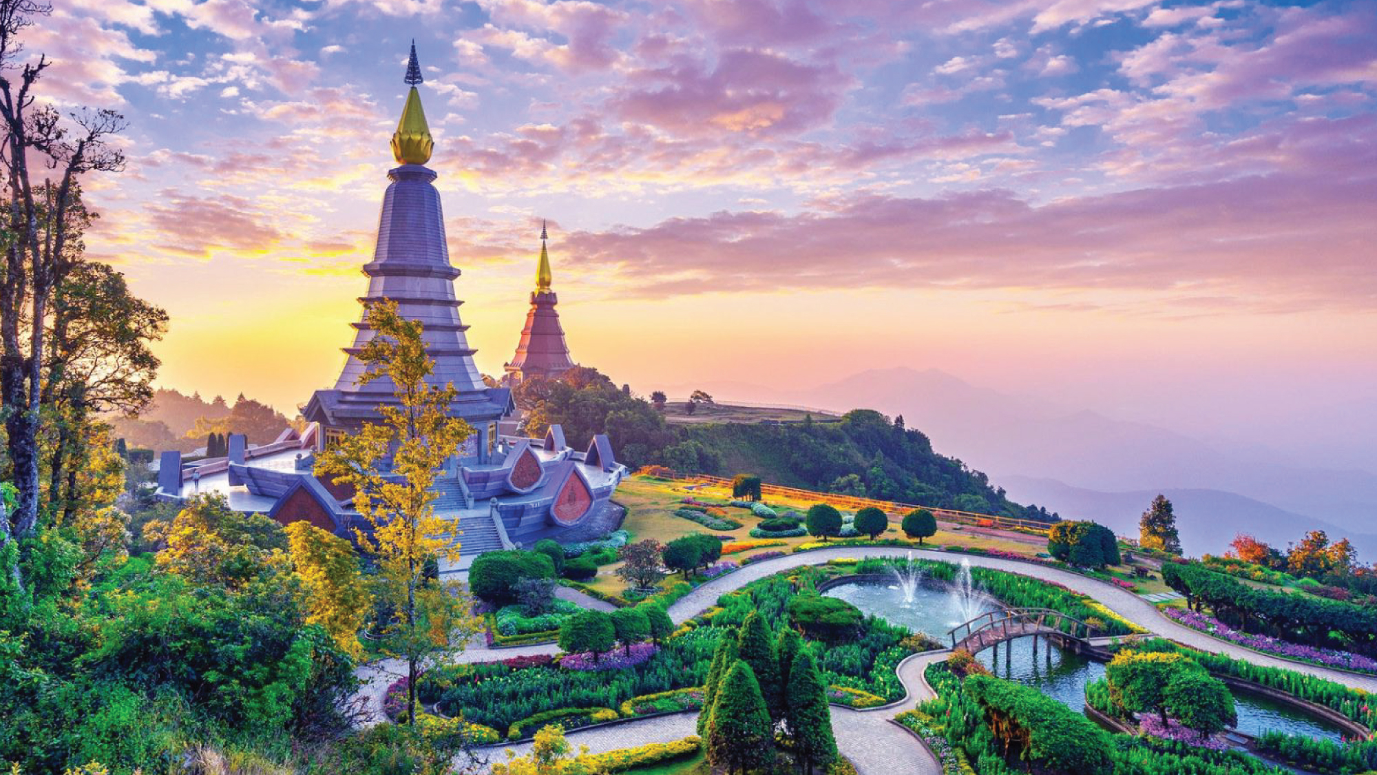 Traditional Thai architecture and serene gardens.