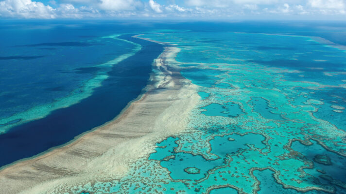 Aerial view of the Great Barrier Reef in Australia