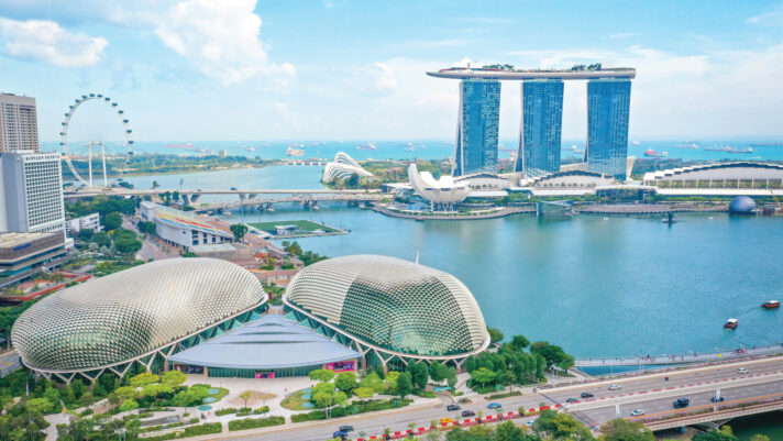 The futuristic skyline with iconic Marina Bay Sands.