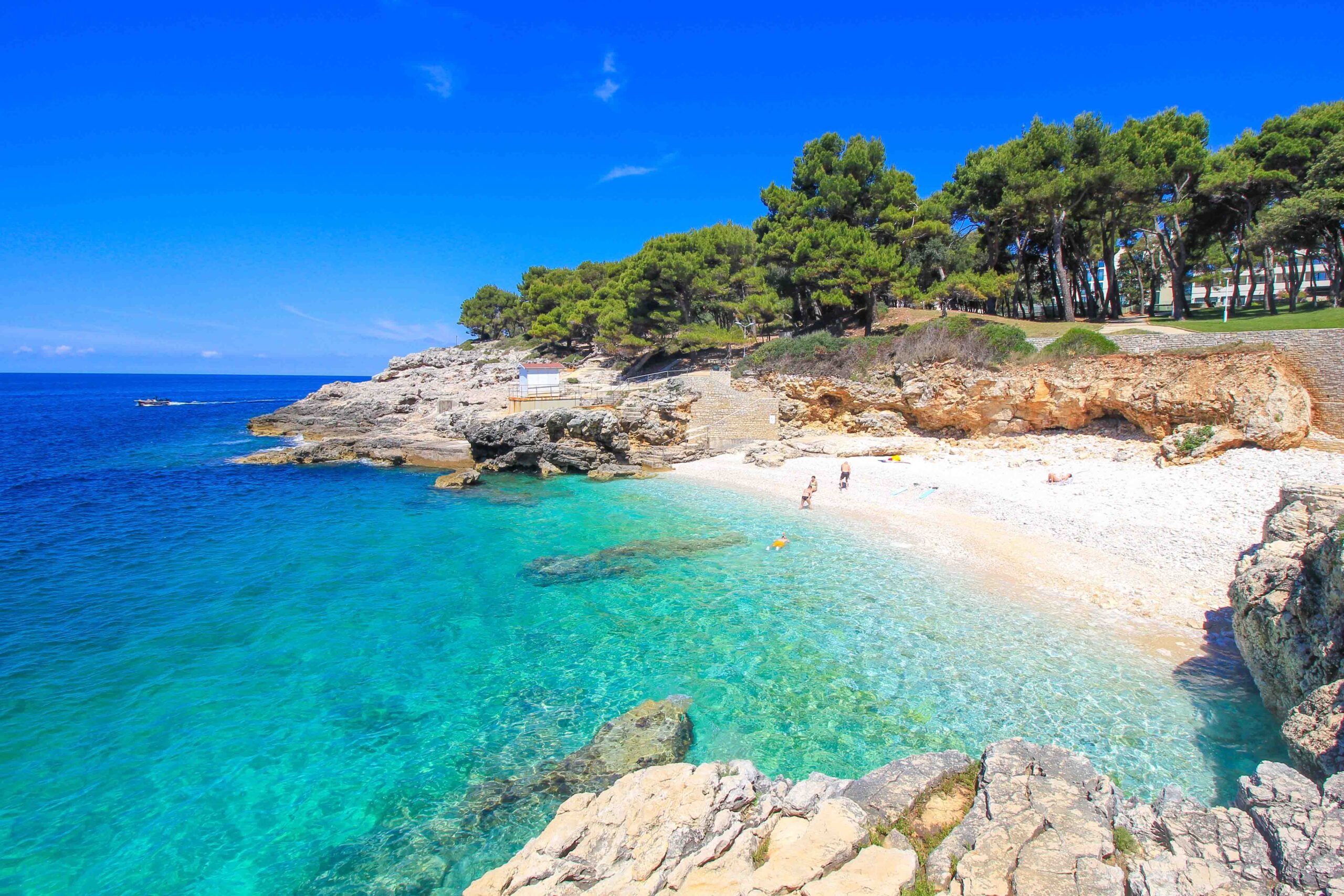 Aerial view of the beautiful coast in Pula, Croatia.