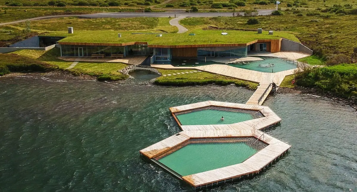 Inviting snapshot of Vök Baths in Egilsstaðir, Iceland, tempting self-flying pilots with a refreshing stopover amidst Europe's breathtaking landscapes and hidden gems.