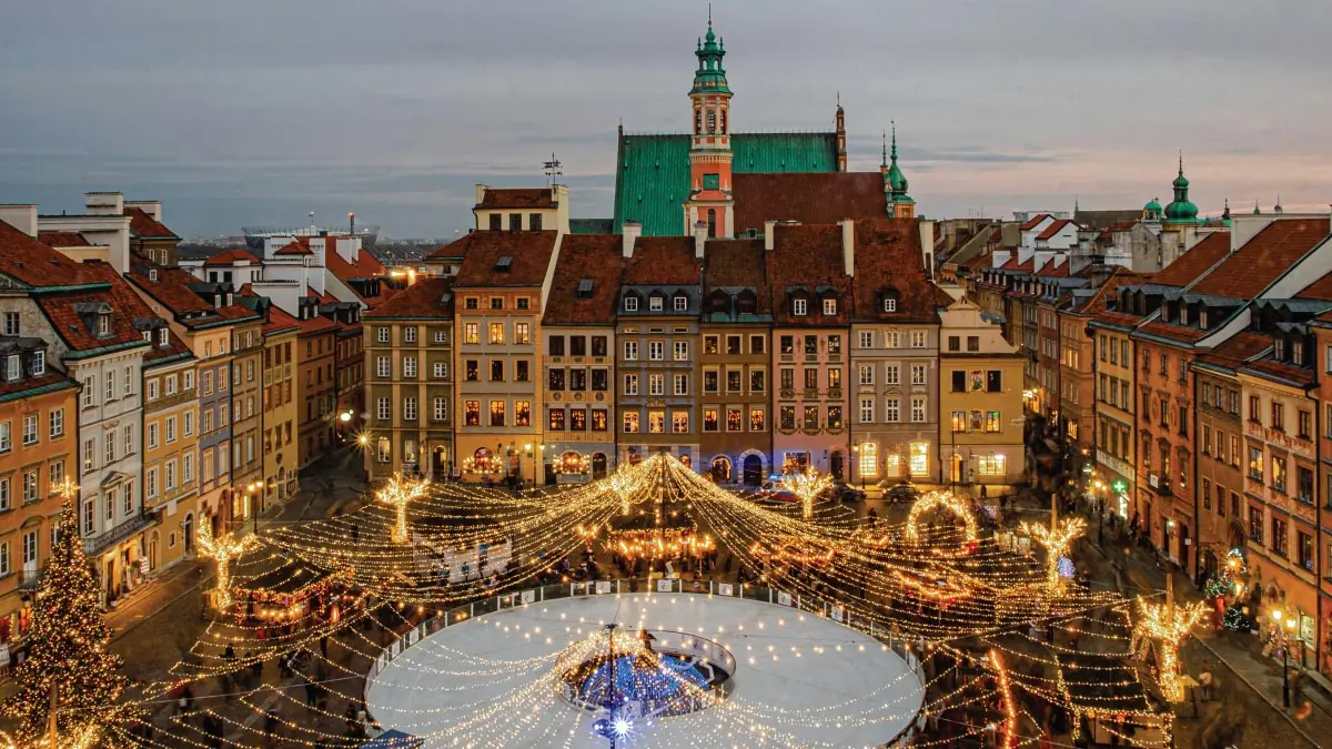 Warsaw Old Town in Poland, an enchanting destination for self-flying pilots with their own aircraft, promising a European adventure steeped in history, culture, and architectural wonders.