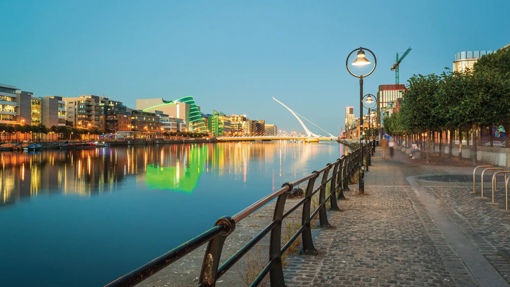 the iconic Samuel Beckett Bridge in Dublin, Ireland, a sight to behold for self-flying pilots exploring the beauty of Ireland.